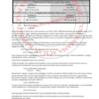 EI 120 SERTİFİKALI TEK KANAT YANGIN KAPISI